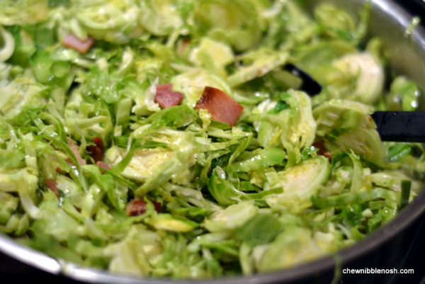 Sauteed Shredded Brussels Sprouts with Ham and Toasted Pecans 4 - Chew Nibble Nosh