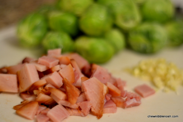 Sauteed Shredded Burssels Sprouts with Ham and Toasted Pecans 1 - Chew Nibble Nosh