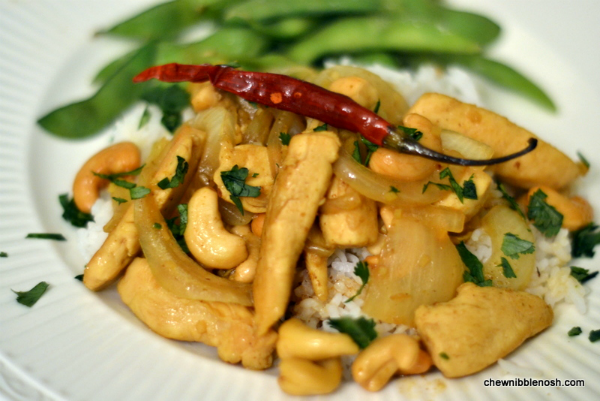 Curried Chicken with Cashews - Chew Nibble Nosh
