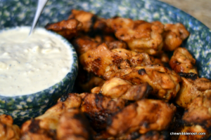 Grilled Buffalo Wings with Blue Cheese Dip - Chew Nibble Nosh