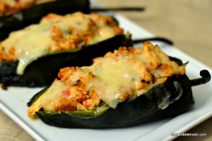 Poblanos Stuffed with Cheddar and Chicken - Chew Nibble Nosh
