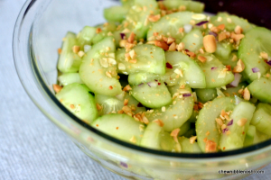 Spicy Cucumber Salad with Peanuts - Chew Nibble Nosh