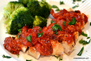 Chicken with Herb Roasted Tomato Sauce - Chew Nibble Nosh