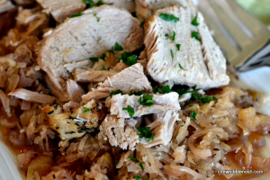 Slow Cooker Pork Roast with Sauerkraut and Apples - Chew Nibble Nosh