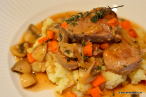 Pork and Mushroom Stew with Apple-Potato Mash - Chew Nibble Nosh