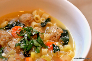 Spring Minestrone with Chicken Meatballs - Chew Nibble Nosh