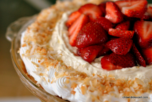 Strawberry Piña Colada Pie - Chew Nibble Nosh