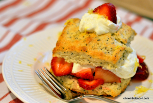 Lemon Poppyseed Strawberry Shortcakes with Lemon Devonshire Cream - Chew Nibble Nosh