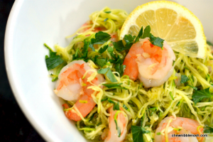 Skinny Shrimp Scampi with Zucchini Noodles - Chew Nibble Nosh