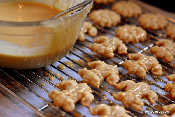 Spiced Brown Butter Spritz Cookies with Salted Caramel Glaze 5 - Chew Nibble Nosh #OXOGoodCookies