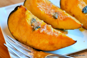 Roasted Acorn Squash with Amaretto Brown Sugar Butter  - Chew Nibble Nosh