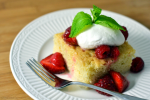 Tres Leches Cake with Berries - Chew Nibble Nosh