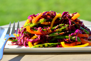 Rainbow Slaw with Sesame Honey Lime Dressing - Chew Nibble Nosh.