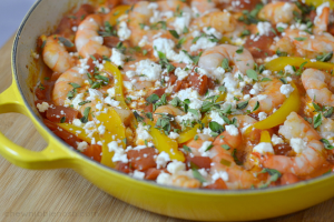 Greek Roasted Shrimp with Tomatoes and Feta - Chew Nibble Nosh
