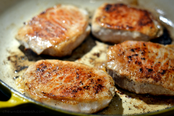 Skillet Pork Chops with Apples and Maple-Sage Butter - Chew Nibble Nosh 2