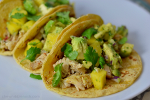 Slow Cooker Jerk Chicken Tacos with Caribbean Salsa - Chew Nibble Nosh