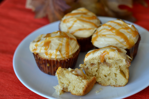 Stuffed Caramel Apple Cupcakes - Chew Nibble Nosh