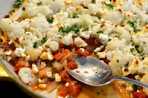 Cauliflower Gratin with Tomatoes and Feta - Chew Nibble Nosh