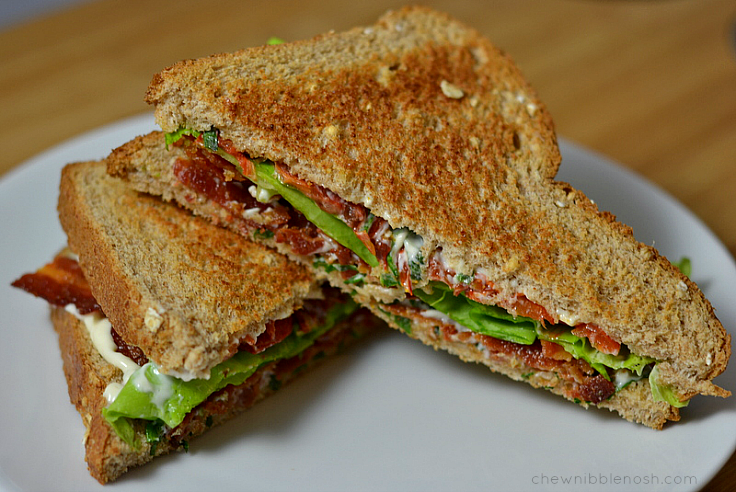 Slow Roasted Tomato BLTs with Basil Mayo - Chew Nibble Nosh