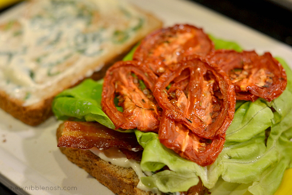Slow Roasted Tomato BLTs with Basil Mayo - Chew Nibble Nosh 4
