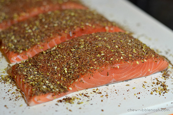 Za'atar Salmon with Vegetables and Couscous - Chew Nibble Nosh 3