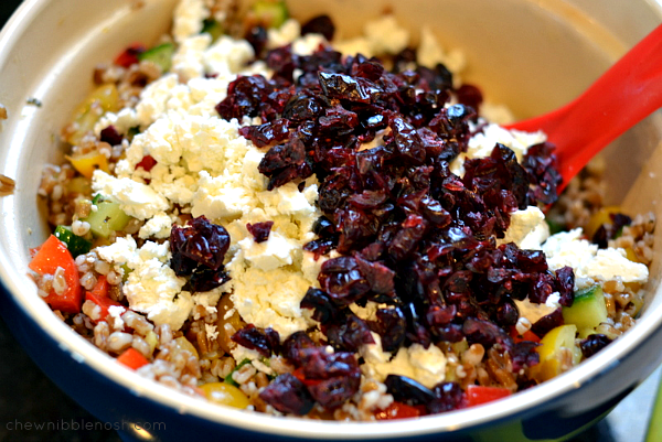 Greek Wheat Berry and Veggie Salad - Chew Nibble Nosh 6