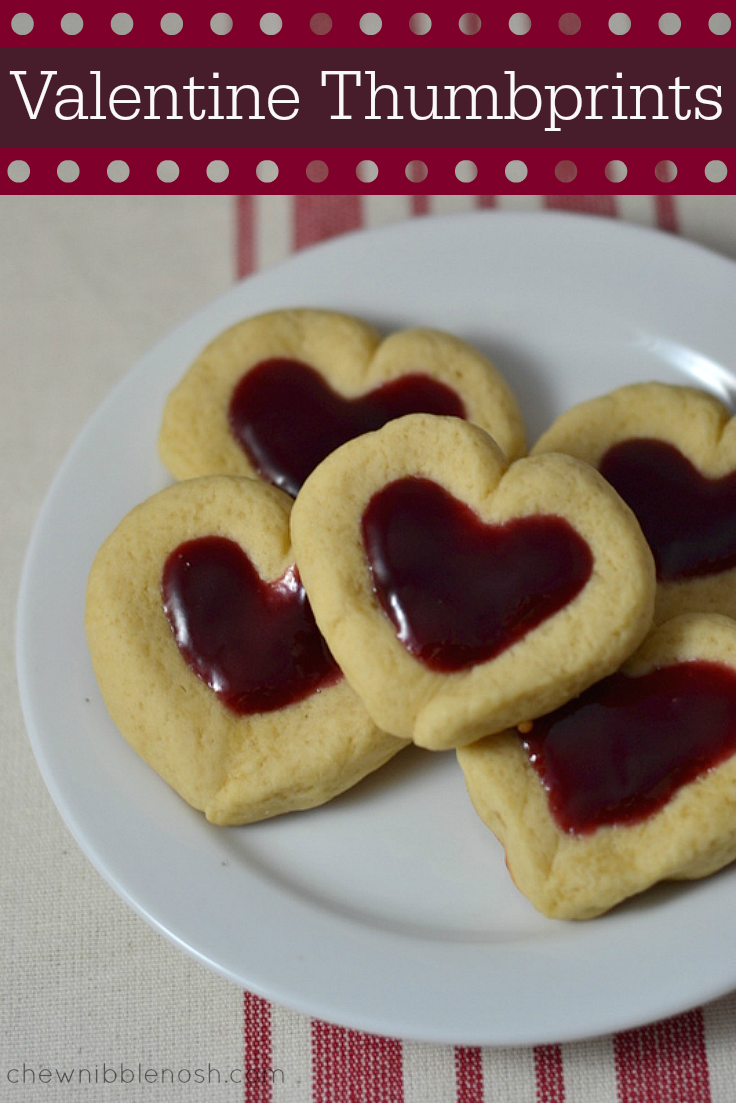 Valentine Heart Thumbprint Cookies - Chew Nibble Nosh