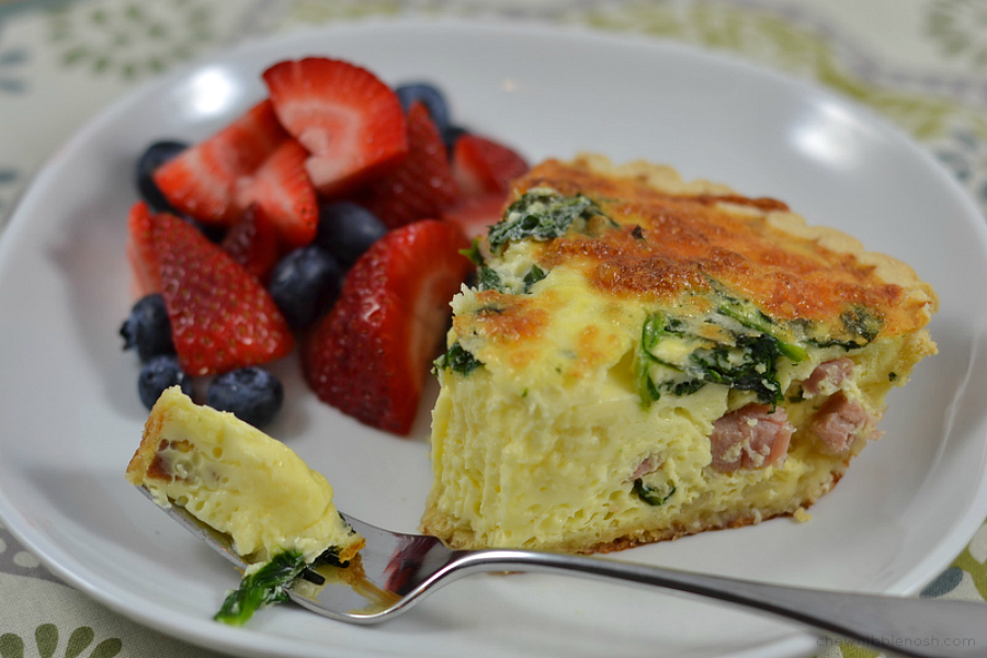 Lightened Up Ham & Spinach Quiche - Chew Nibble Nosh