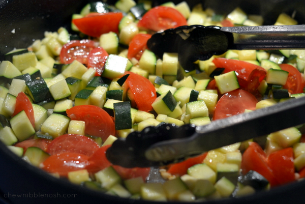 Mediterranean Chicken Skillet with Zucchini, Chickpeas, Olives and Tomatoes - Chew Nibble Nosh 3