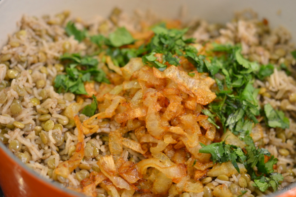 Mujaddara - Rice and Lentils with Crispy Onions - Chew Nibble Nosh 9