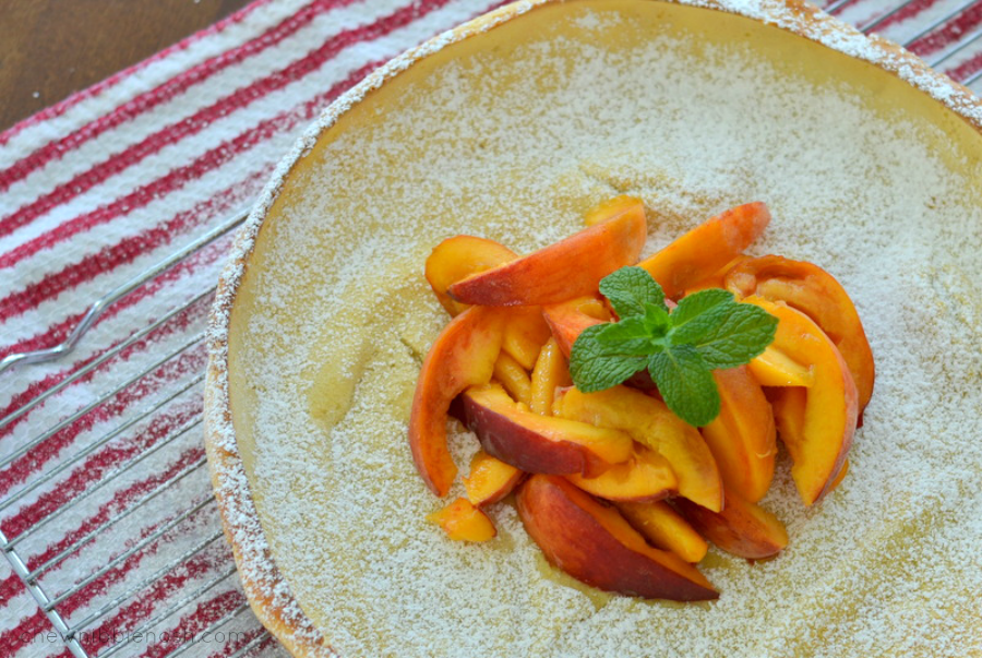 Farmers Market Peach Dutch Baby - Chew Nibble Nosh