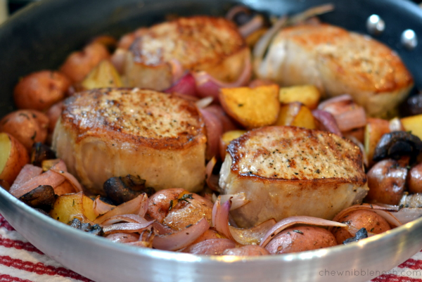 Pork Chops with Balsamic Roasted Vegetables and Gorgonzola - Chew Nibble Nosh 7