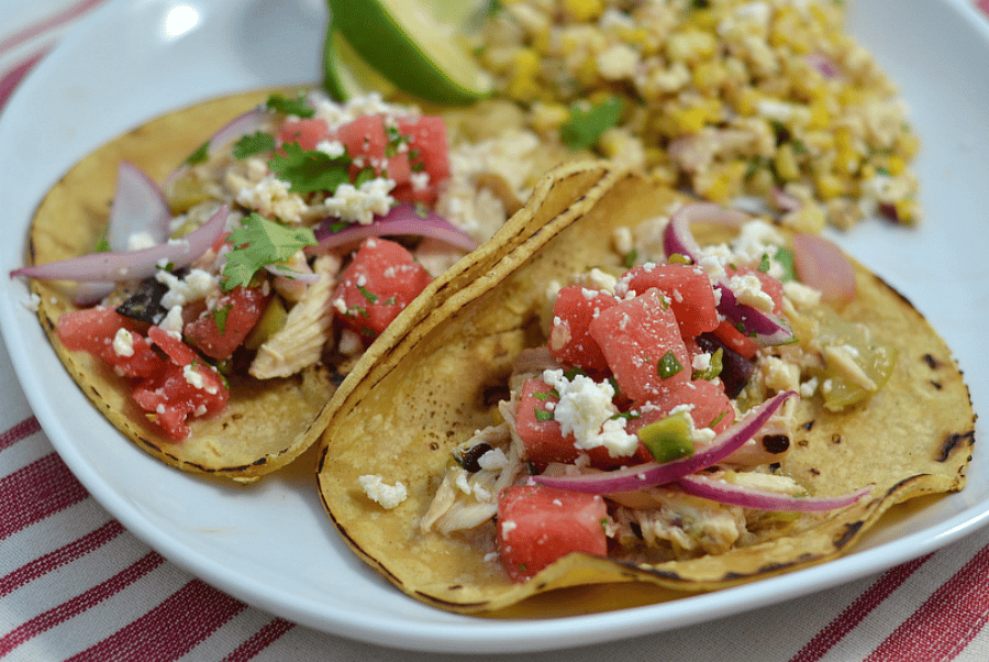 Easy Chicken Tacos with Fresh Watermelon Salsa