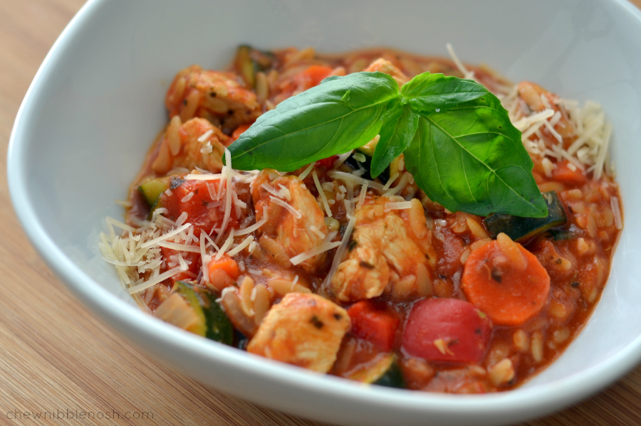 One Pot Chicken & Orzo Stew - Chew Nibble Nosh