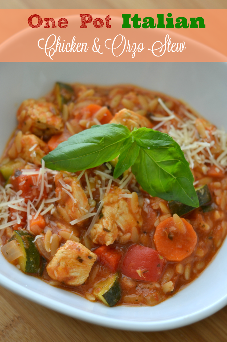 One Pot Italian Chicken & Orzo Stew - Chew Nibble Nosh