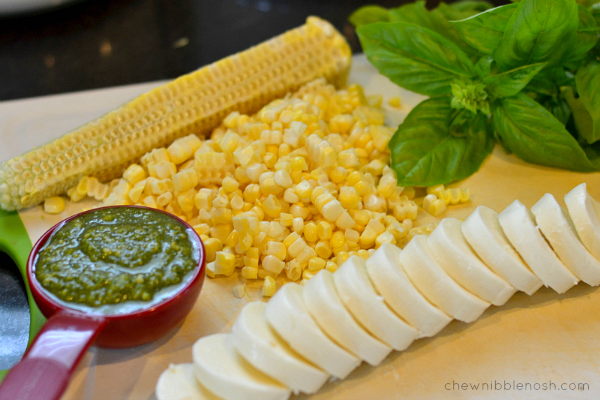 Sweet Corn, Tomato and Pesto Pizza - Chew Nibble Nosh 2