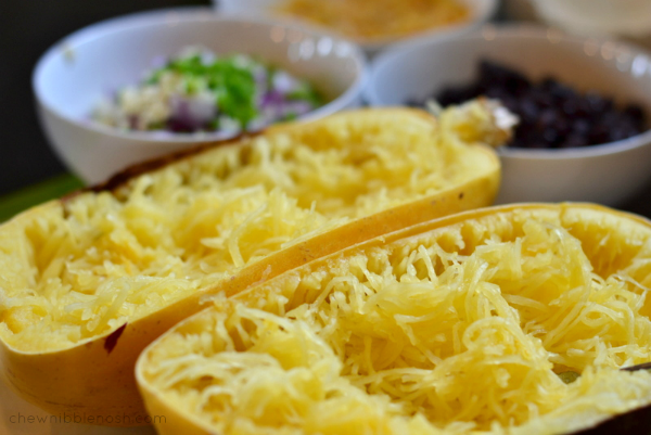 Cheesy Southwestern Spaghetti Squash Bake - Chew Nibble Nosh 2