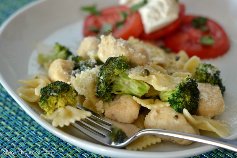 Garlic Lemon Chicken Pasta with Broccoli - Chew Nibble Nosh