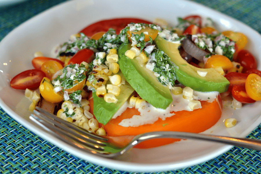 Summer Tomato Farmstand Salad with Creamy Herbed Dressing